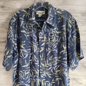 Paradise Coves Men's Medium Blue Floral Hawaiian Button Front Short Sleeve Shirt